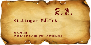 Rittinger Márk névjegykártya